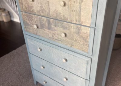 I used Skeleton Key to paint this dresser along with JRV decoupage paper: Warwick Castle