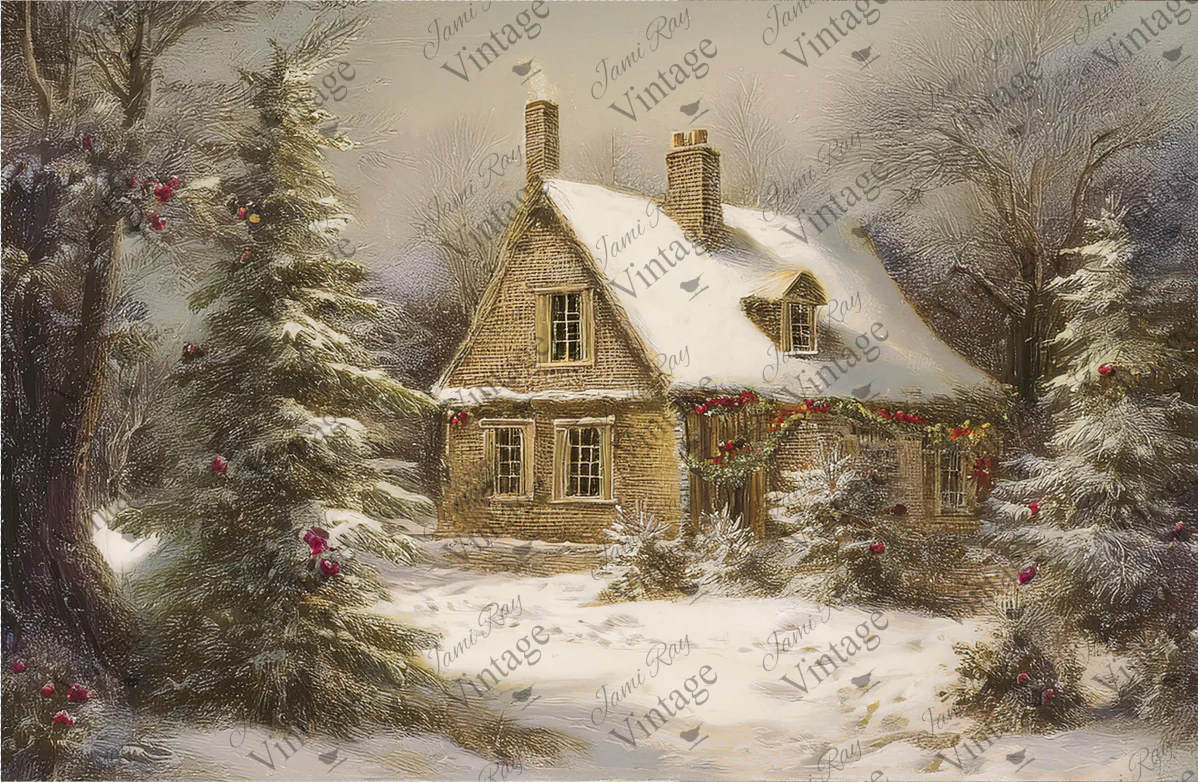 winter cottage | jrv rice paper | medium size